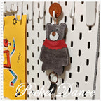 Handmade Leather Bear Key Pouch: Gray Car Key Case, Keychain