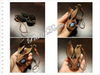 Handmade Leather Rabbit Keychain: Bunny Bag Charm with Natural Stone Eyes