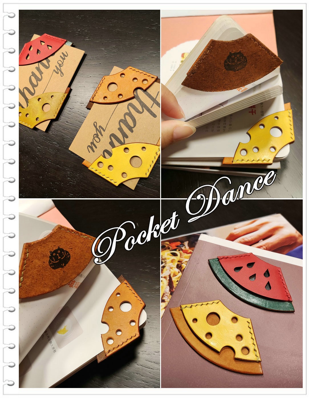 Handmade Leather Cheese Corner Bookmark: Booklover Gift