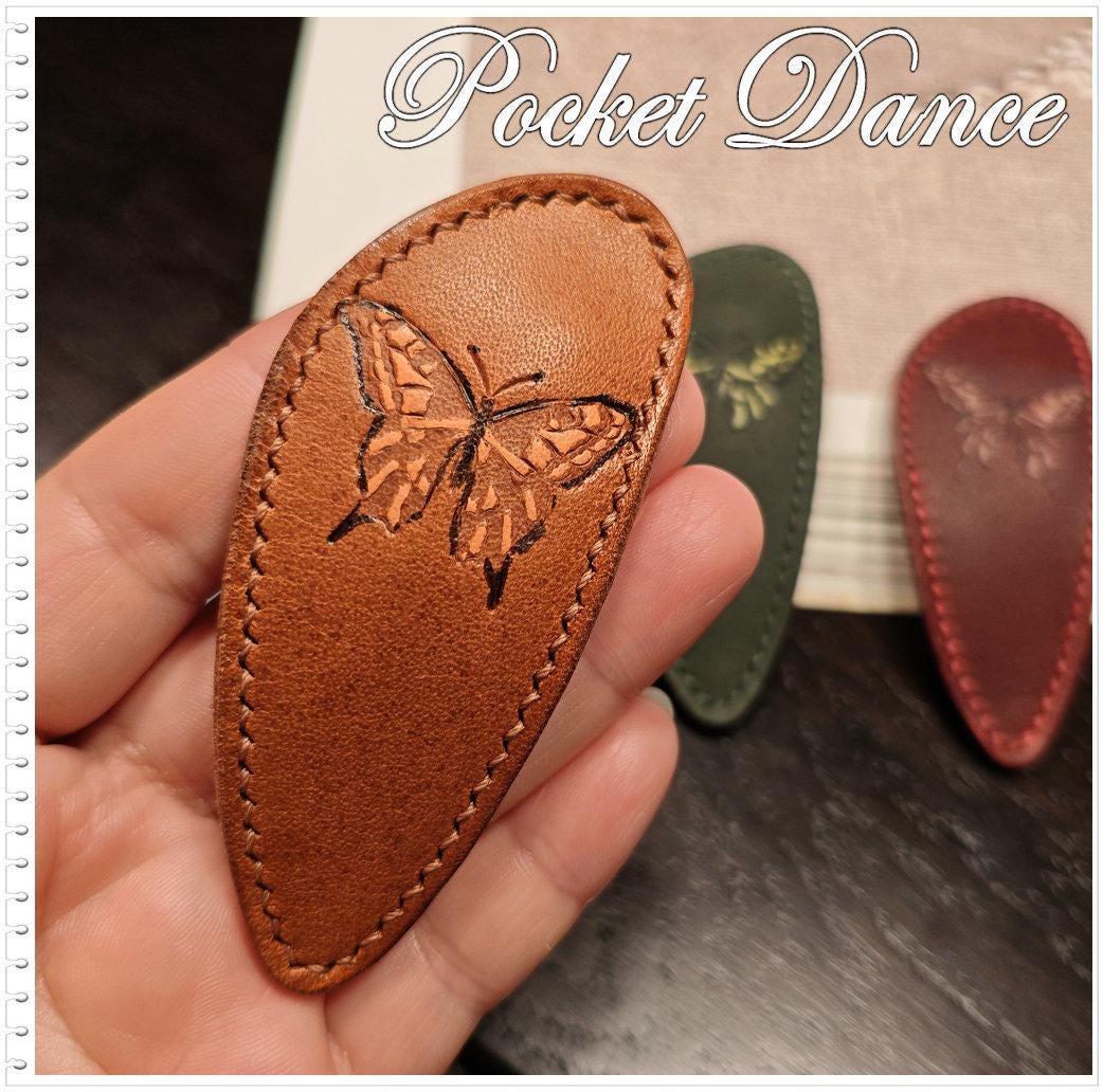 Handmade Butterfly Leather Hair Barrette: Large Hair Clip