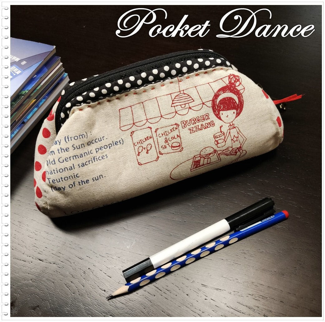 Handmade red dots girl Coin purse, pencil pouch, metal frame wallet clutch, zipper handmade purse bag by fabrics