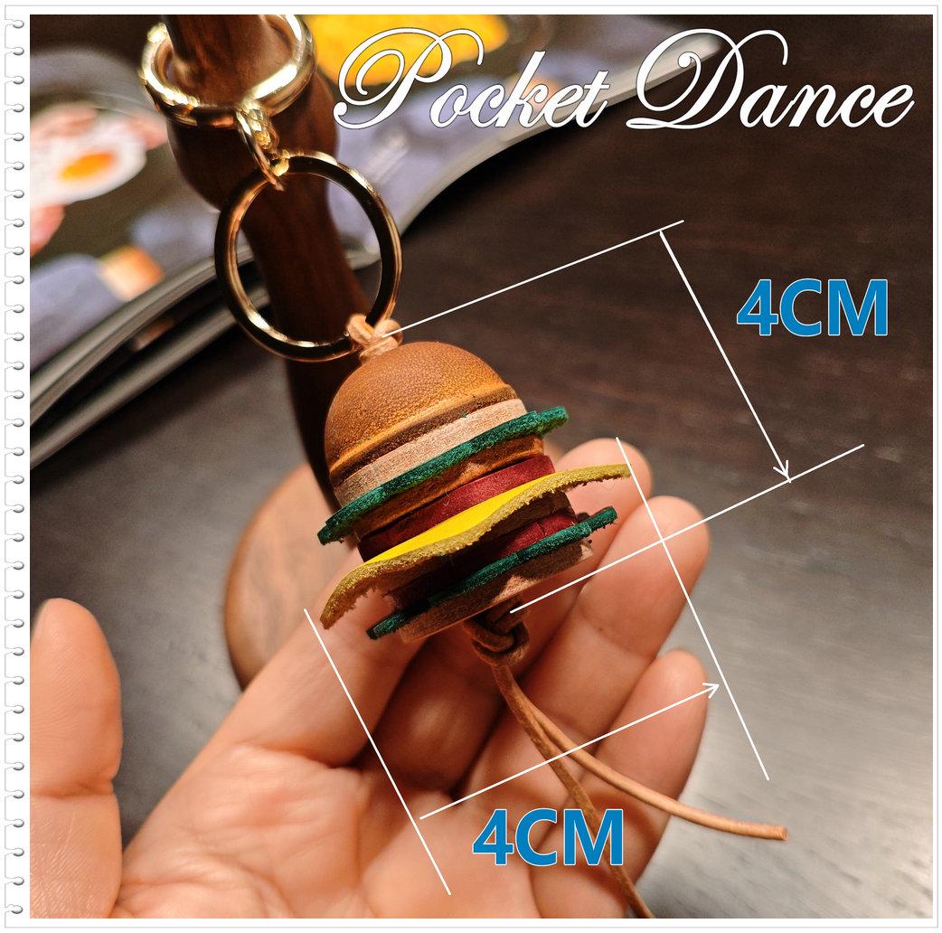 Leather Hamburger keychain, Cheeseburger bag charm, food gifts