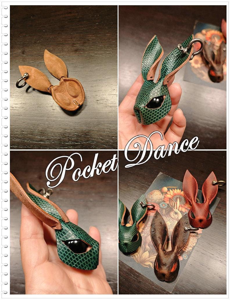 Handmade Leather Rabbit Keychain or Brooch: Animal Jewelry Gift