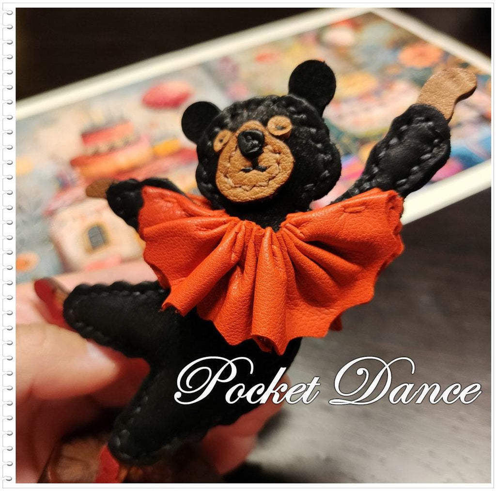 Handmade Leather Dancing Bear Charm: Nutcracker Ballet Gift