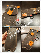 Handmade Leather Bear Coin Purse: Kids Pencil Case, Small Wallet