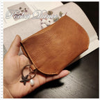 Handmade Leather Coin Purse: Embossed Whale Card Wallet