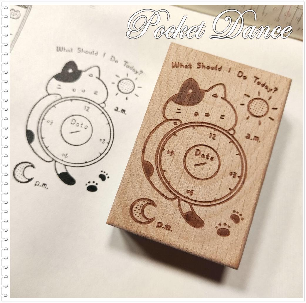 Cat Rubber Stamp Set: Wooden Planner Stamps for Journaling