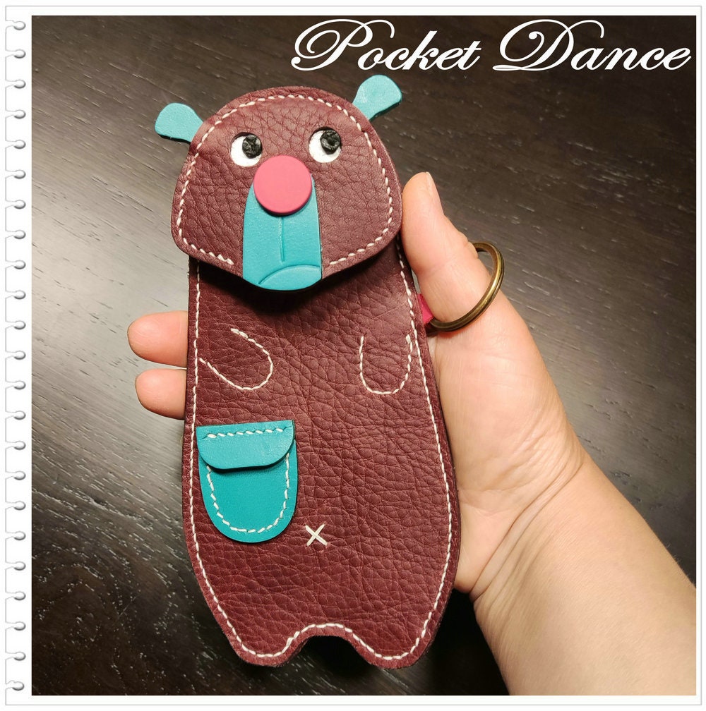 Handmade Leather Bear Coin Purse: Kids Pencil Case, Small Wallet