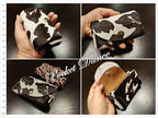 Handmade Cow Print Leather Coin Purse: Small Card Wallet