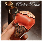Leather Ice Cream Keychain: Handmade Bag Charm