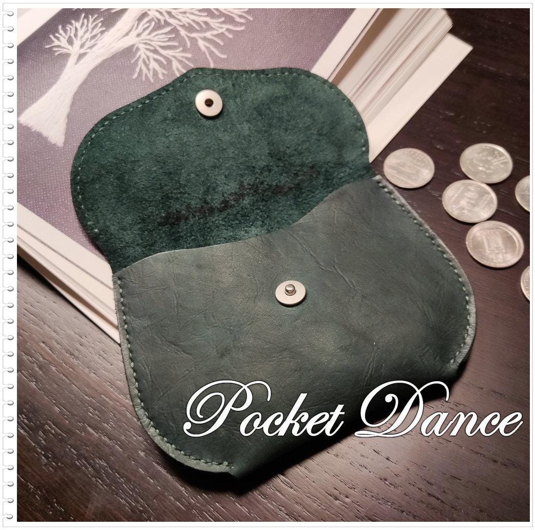 Handmade Green Leather Coin Purse: Embossed Whale Design