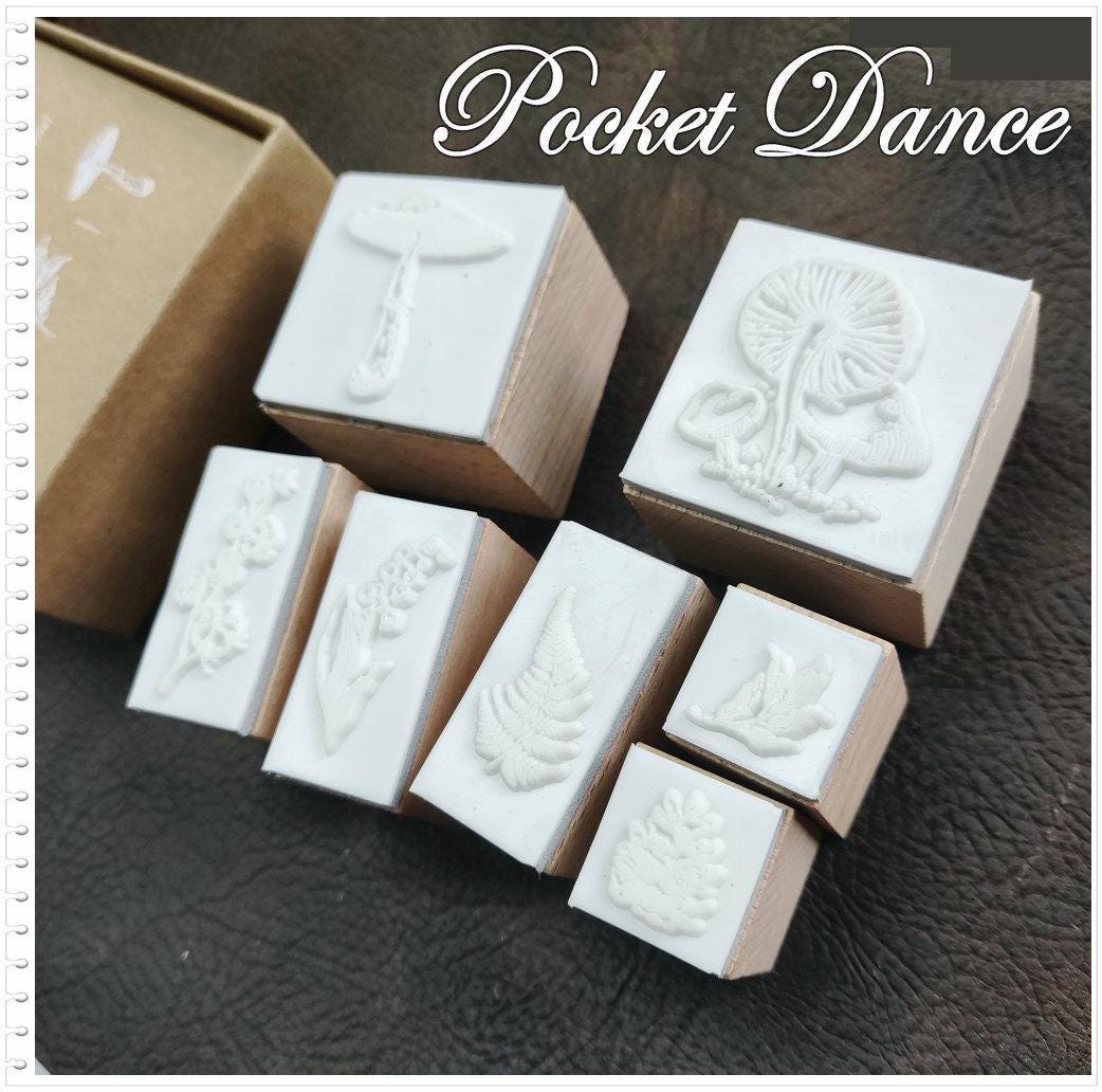 Plant Rubber Stamp Set: Mushroom, Bluebells, Pinenut - Scrapbook Supply