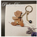 Handmade Leather Teddy Bear Keychain: Movable Limbs Charm