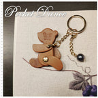 Handmade Leather Teddy Bear Keychain: Movable Limbs Charm