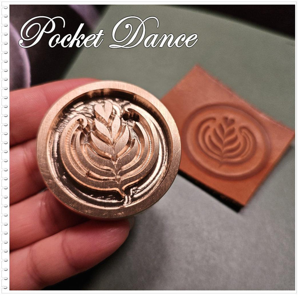 Coffee Latte Art Brass Stamp: Leather & Wood Embossing Tool
