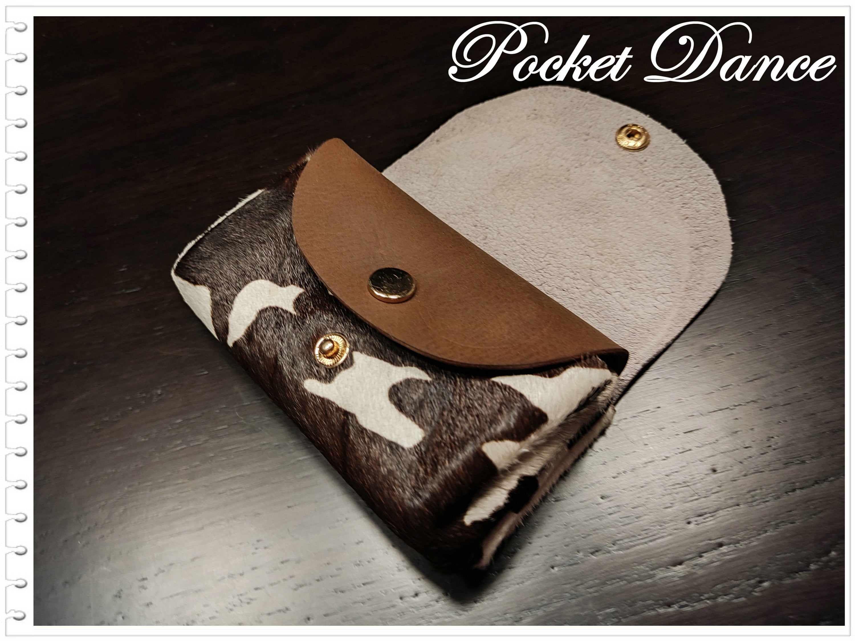 Handmade Cow Print Leather Coin Purse: Small Card Wallet