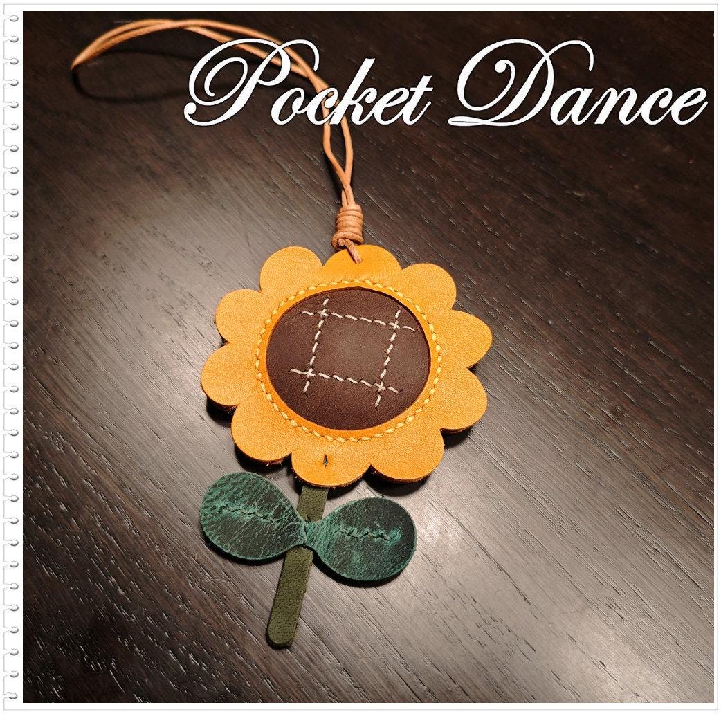 Leather Sunflower Bag Charm: Handmade Purse/Keychain Pendant
