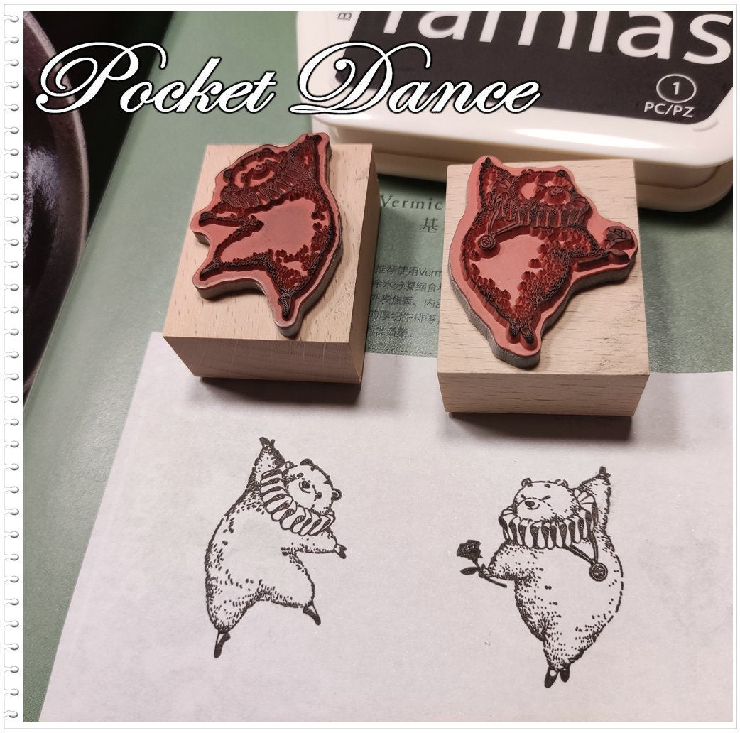 Dancing Bear Rubber Stamp Set