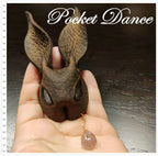 Handmade Leather Rabbit Brooch: Natural Stone Accent, Keyring Option