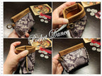 Handmade Leather Squeeze Coin Purse: Snake Pattern Flex Frame