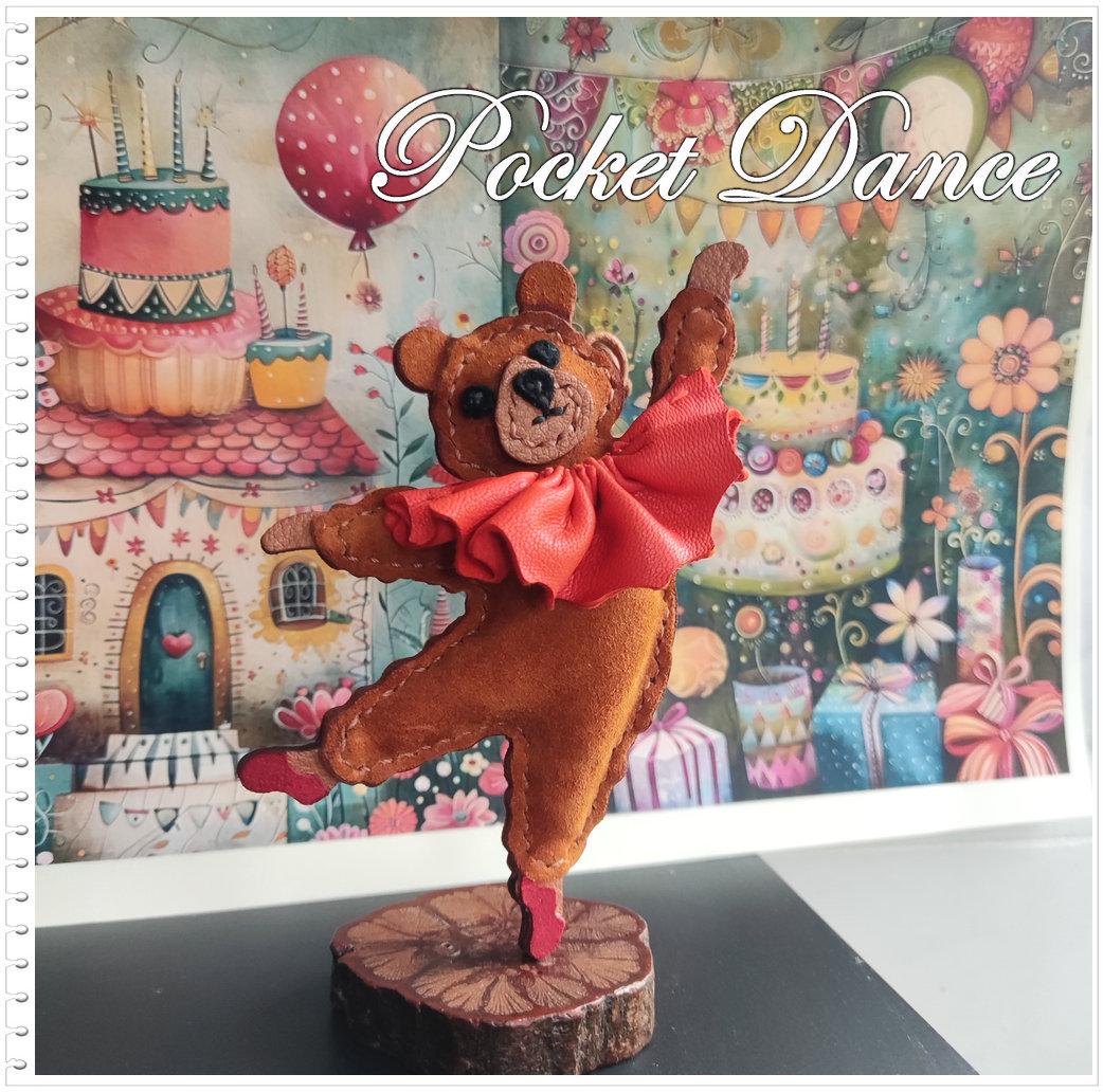 Handmade Leather Ballet Bear Bag Charm: Nutcracker Gift