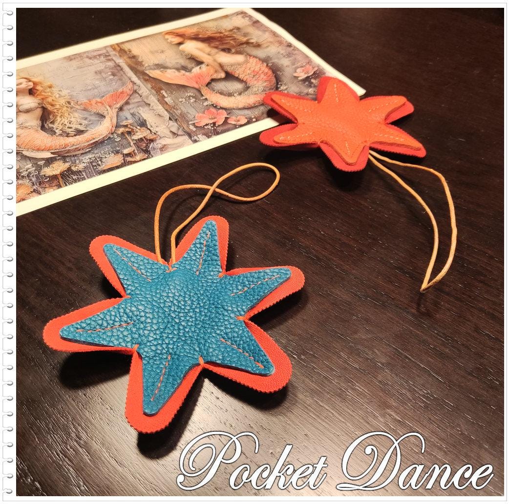 Handmade Leather Starfish Bag Charm: Ocean Sea Star Keychain