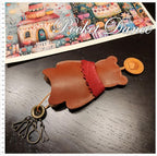 Leather teddy bear key bag, bear key holder, leather bear keychain, key leather cover case cute, cute bag charms Kids Gifts