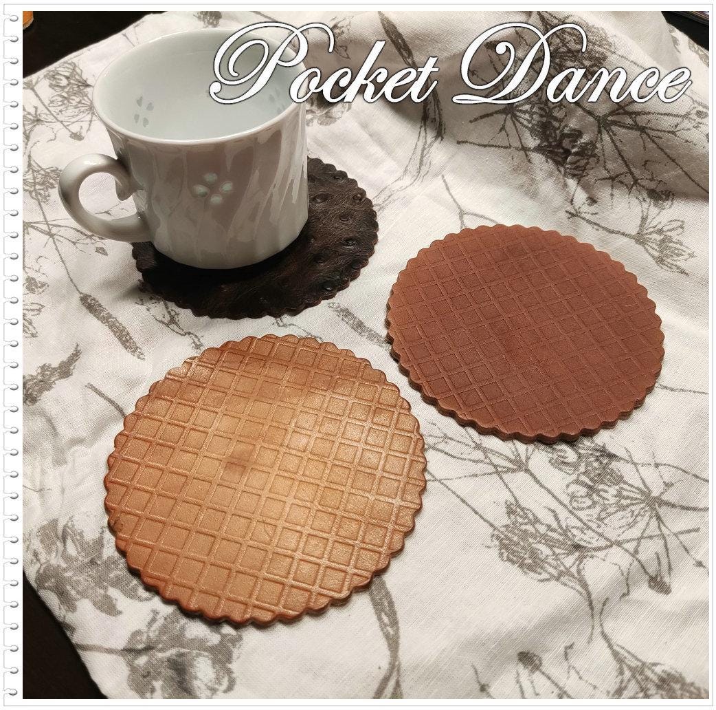 Leather Waffle Coasters Set: Unique Coffee Lover Gift
