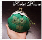 Handmade Lucky Clover Coin Purse: Green Kiss Lock Clutch