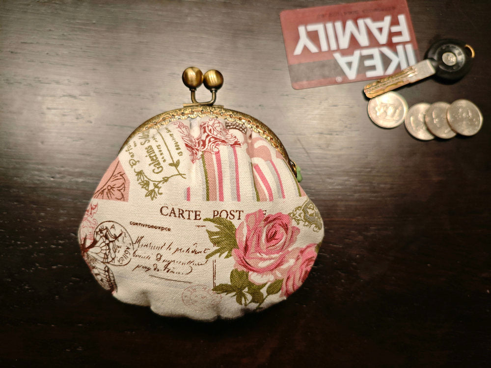 Handmade Pink Rose and Butterfly Pouch