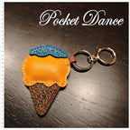 Leather Ice Cream Keychain: Handmade Bag Charm