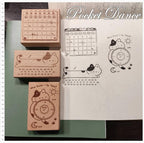 Cat Rubber Stamp Set: Wooden Planner Stamps for Journaling