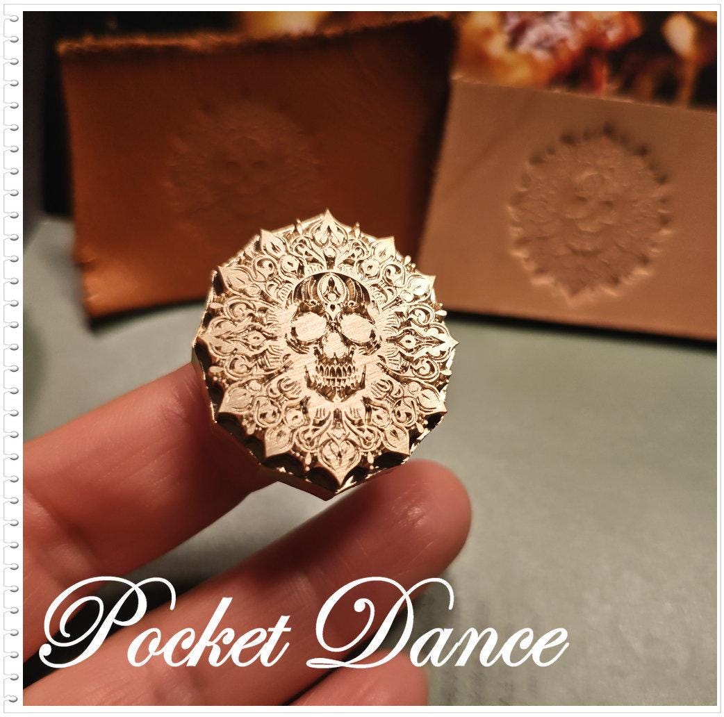 Skull Symbol Brass Stamp: Leather & Wood Emboss 3cm