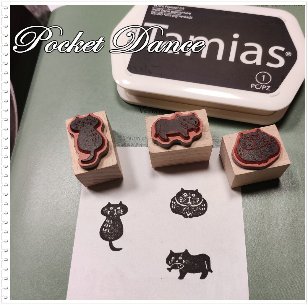 Black Cat Rubber Stamp Set, Kitty Stamps for Card Making