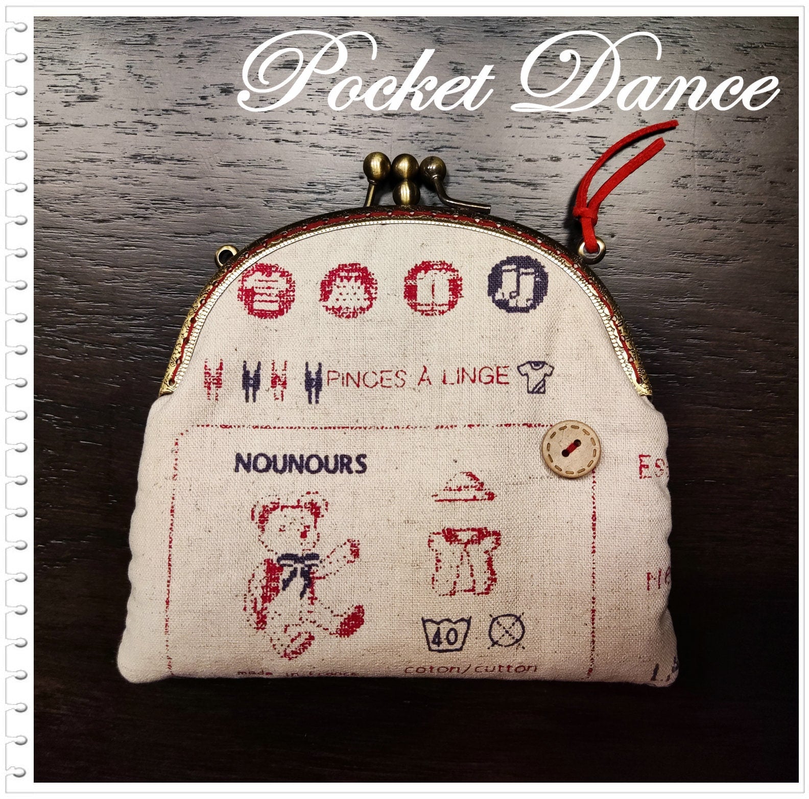 Handmade Little Bear Kiss Lock Coin Purse: Two Compartment Clutch