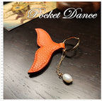 Handmade Leather Mermaid Tail Keychain: Pearl Keyring Bag Charm
