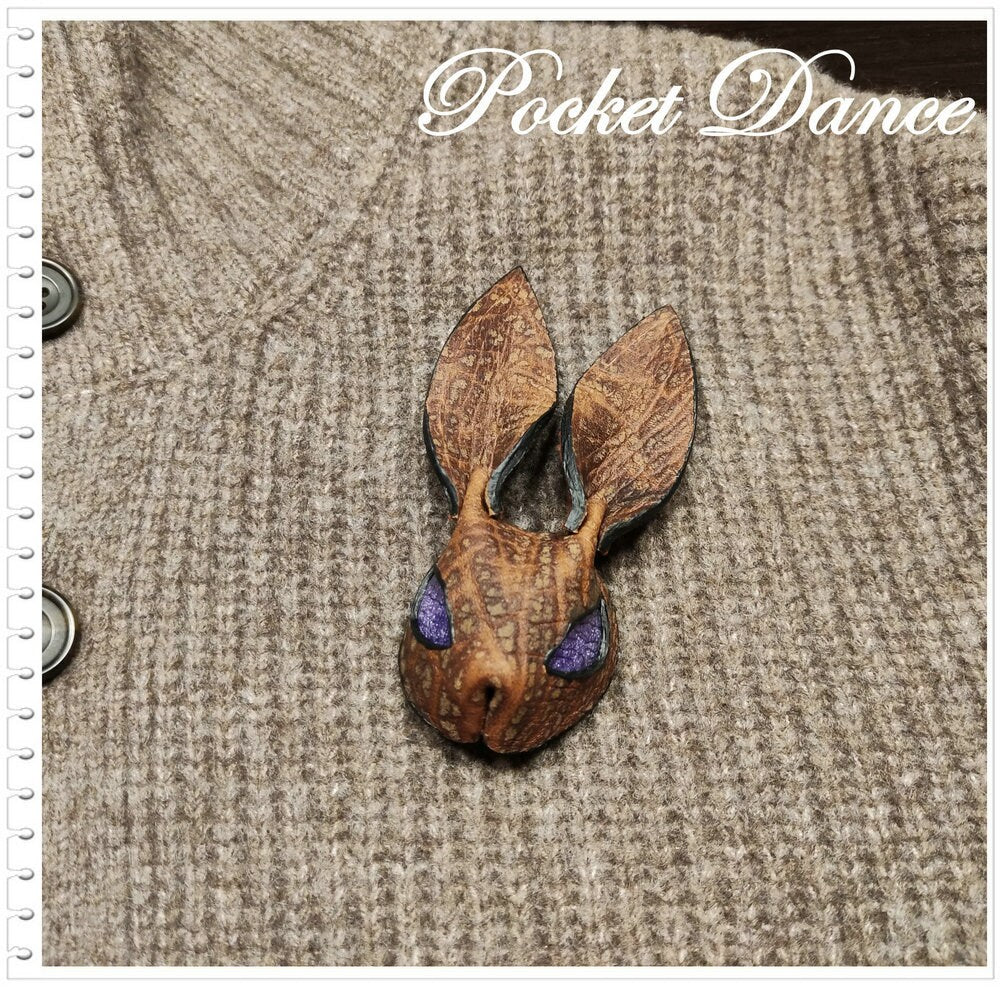 Purple Eyes Rabbit Brooch or Keychain