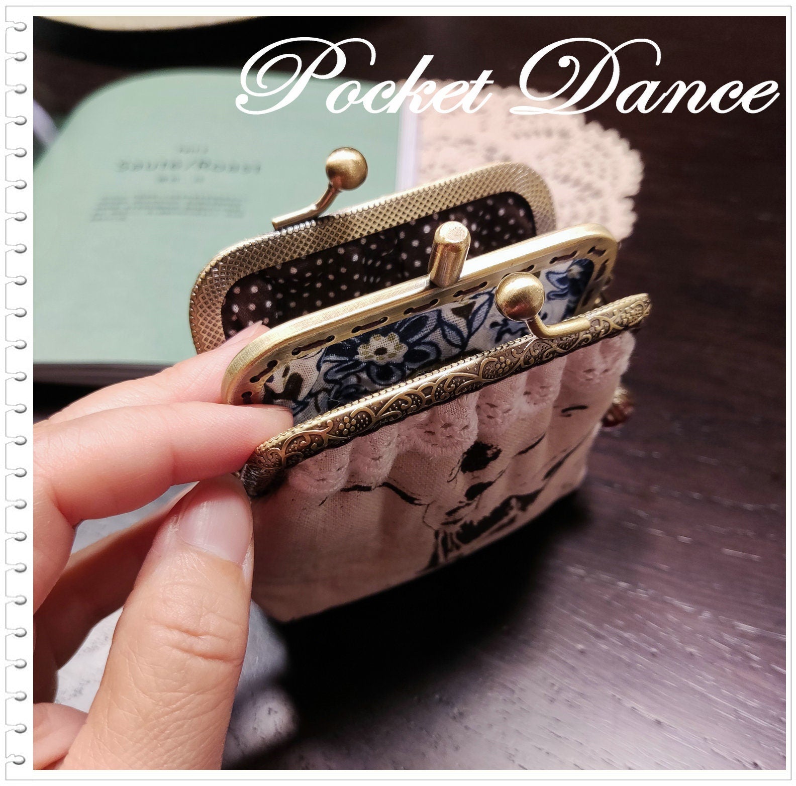 Ballet dancing girl two compartment kiss lock Coin purse  Wallet Pouch Clutch Kiss lock frame purse bag