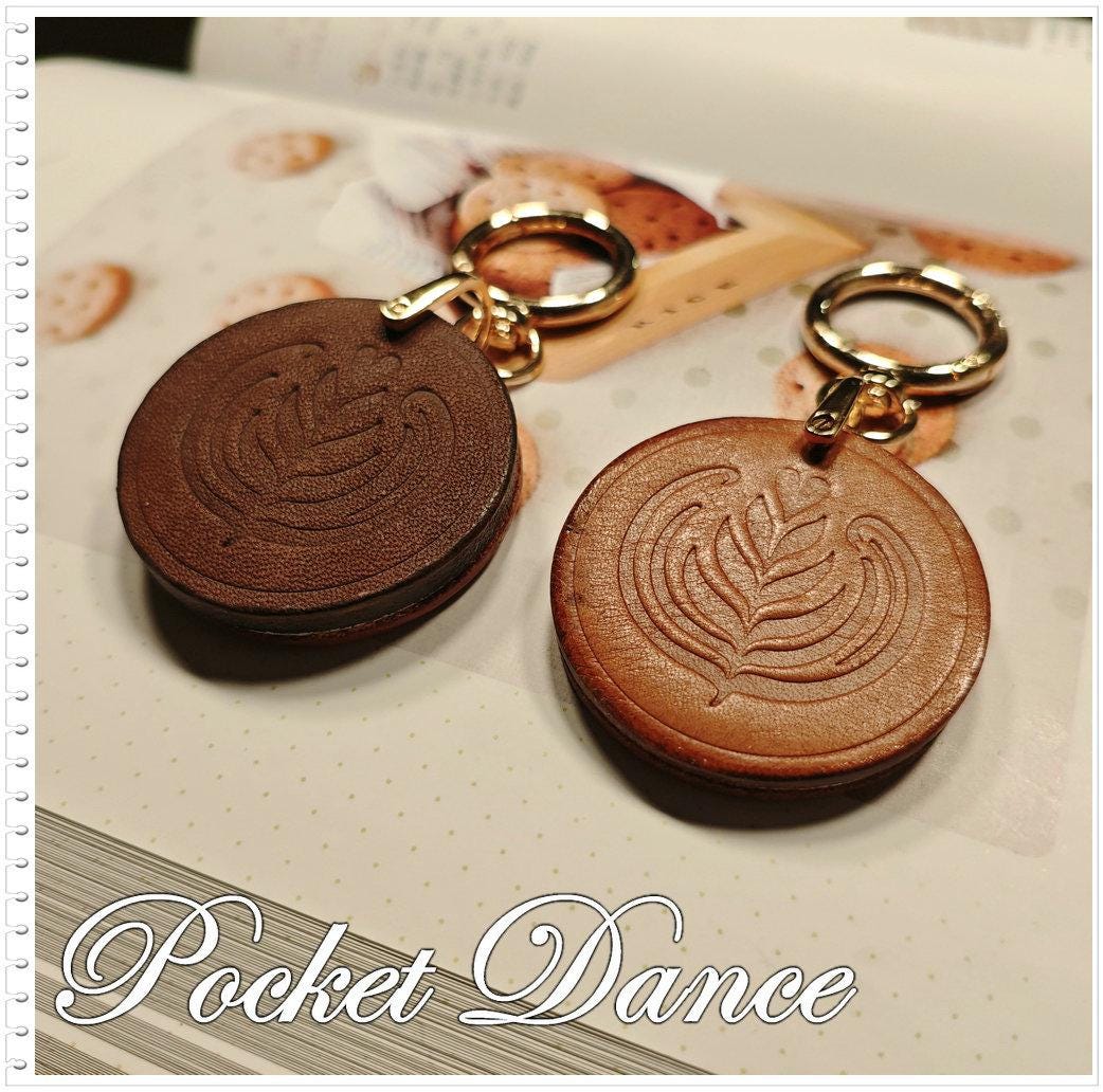Leather Biscuits Keychain, Coffee Latte Art Charms, Chocolate Cookies Food Bag Charm gifts
