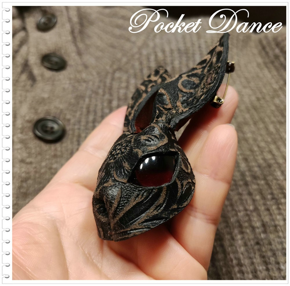 Leather Rabbit Brooch