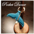 Ocean Blue Leather Mermaid Tail Keychain: Pearl Keyring Charm