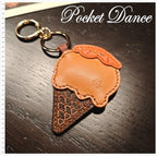 Leather Ice Cream Keychain: Handmade Bag Charm