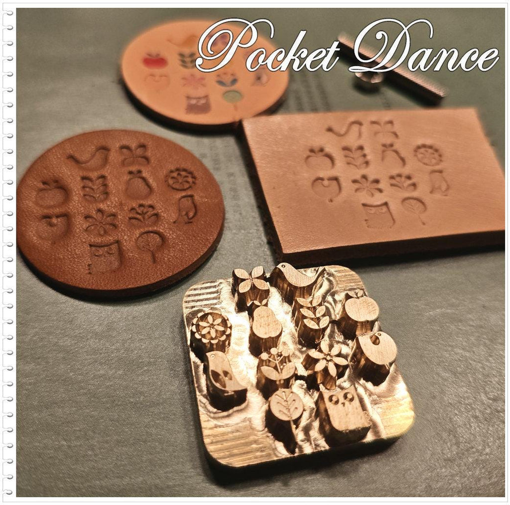 Cuteness Symbol Brass Stamp: Leather & Wood Emboss (Bird, Flower, Tree, Owl, Apple, Pear Symbol 3.5cm size)