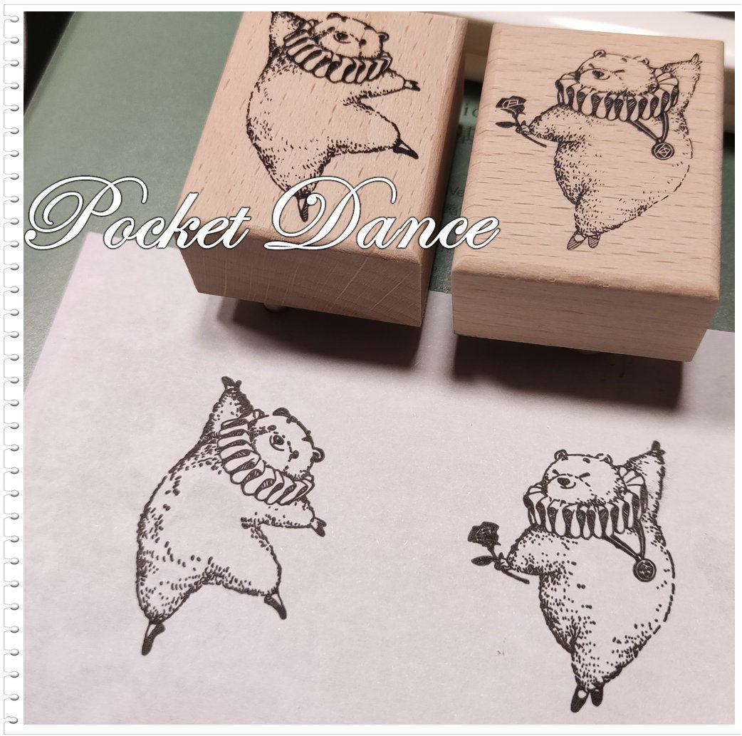 Dancing Bear Rubber Stamp Set, Planner Scrapbook Supply