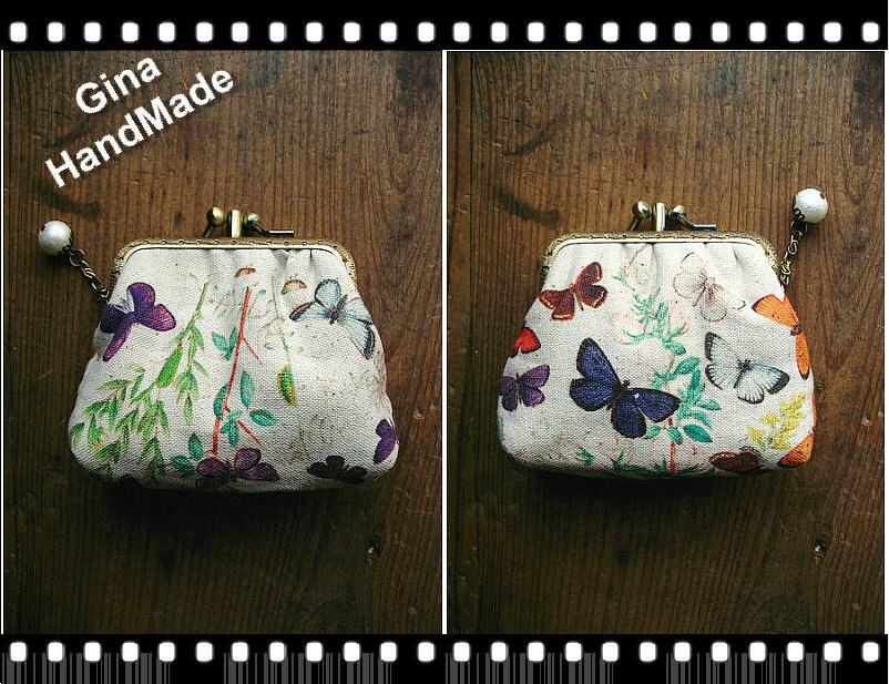 Handmade Butterfly Coin Purse: Kiss Lock Clutch Wallet