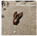 Handmade Leather Rabbit Brooch: Green Stone Eyes, Bunny Keychain