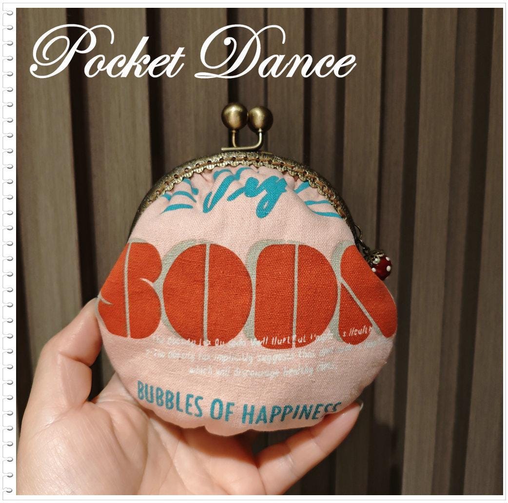 Handmade Pink Kisslock Coin Purse & Pouch, Small Bag for Cash Coin Card Ticket Organizer, Unique gift for her