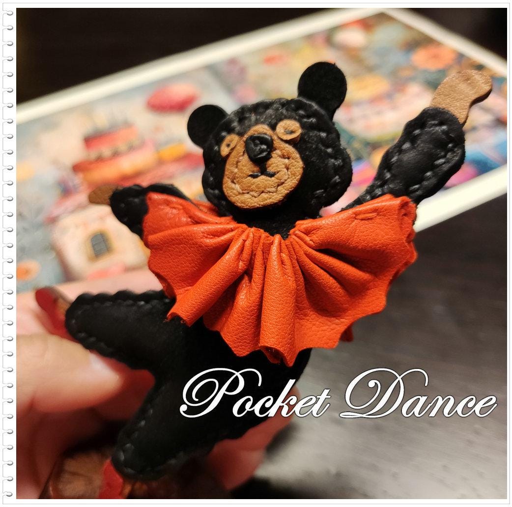 Handmade Leather Dancing Bear Charm: Nutcracker Ballet Gift