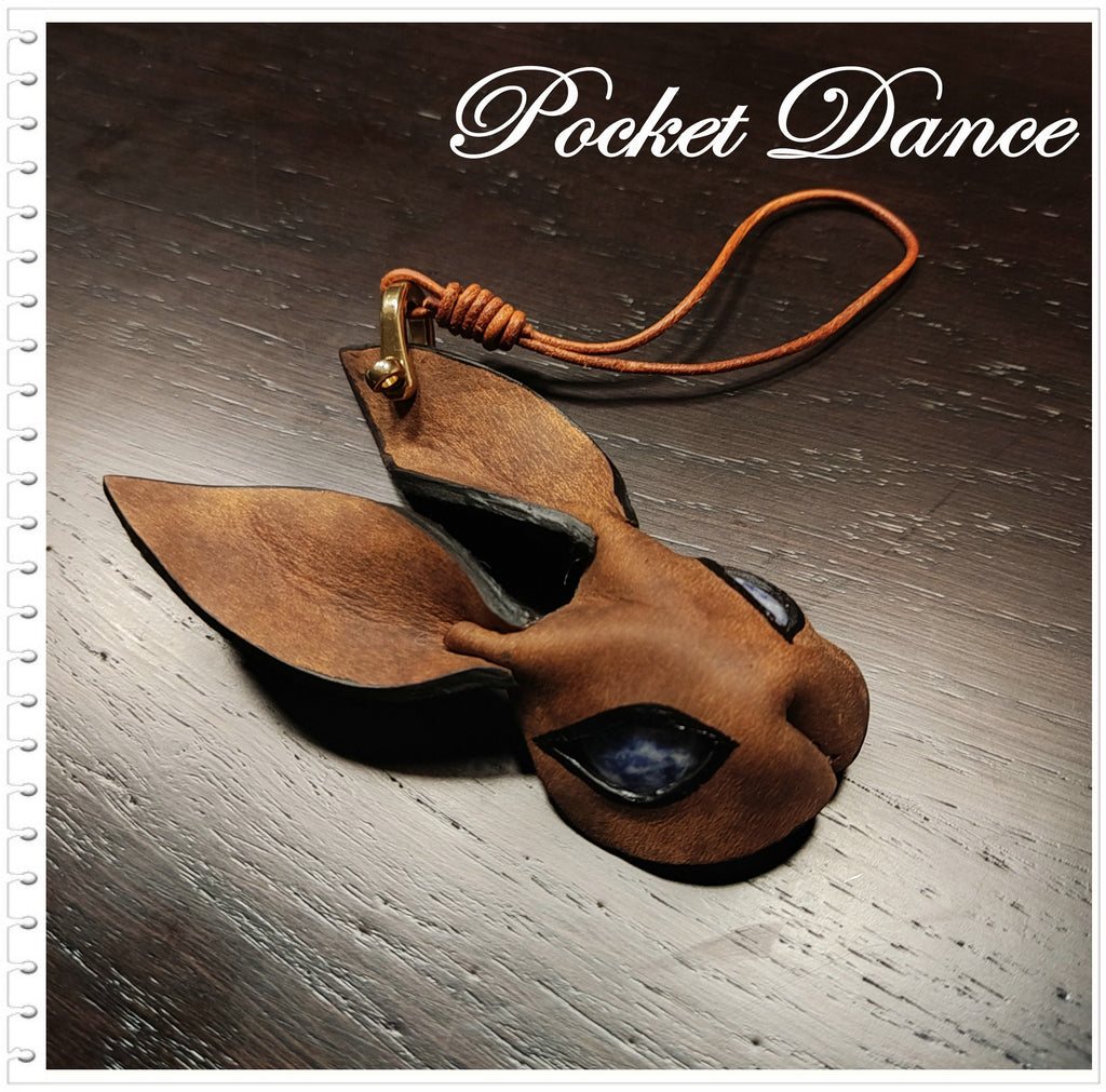 Skyblue Eyes Leather Rabbit Keychain