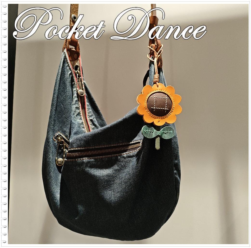 Leather Sunflower Bag Charm: Handmade Purse/Keychain Pendant